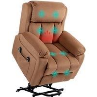 HOMCOM Power Lift Riser and Recliner Chair with Vibration Massage, Heat, Side Pocket, Brown