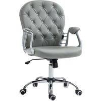 Vinsetto Office Chair Ergonomic 360 Swivel PU Diamante Padded Base 5 Castor Wheels for Home Work Grey