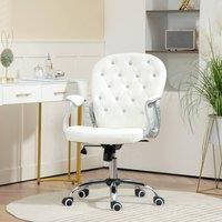 Vinsetto Office Chair Ergonomic 360° Swivel Diamante Home Work PU Padded Base 5 Castor Wheels White