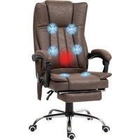 Vinsetto Vibrating Massage Office Chair with Heat, Executive Office Chair, Desk Chair with Height Adjustable and Footrest, Dark Brown Aosom UK