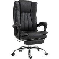 Vinsetto Home Office Chair Microfibre Desk Chair with Reclining Function Armrests Swivel Wheels Footrest Black