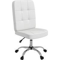 Vinsetto Armless Office Chair Faux Leather Desk Chair with Adjustable Height White