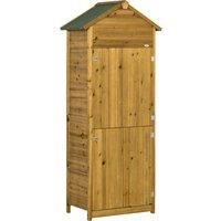 Outsunny Wooden Garden Storage Shed Utility Gardener Cabinet w/ 3 Shelves and 2 Door, 191.5cm x 79cm x 49cm, Natural Wood Effect