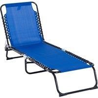 Outsunny Folding Sun Lounger Beach Chaise Chair Garden Reclining Cot Camping Hiking Recliner with 4 Position Adjustable Back - Blue