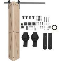 HOMCOM 5FT/152.5CM Bi-Folding Sliding Barn Door Hardware Track Kit, Heavy Duty Sliding Door Kit for 2 Doors with J Shape Hanger Aosom UK