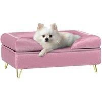 PawHut Dog Sofa Pet Couch Cat Chair with Removable Backrest, Soft Cushion, Washable Cover, for Small and Medium Sized Dogs, Pink