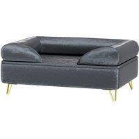 PawHut Cat Sofa Pet Couch w/ Removable Backrest, Soft Cushion, Washable Cover, for Small and Medium Sized Dogs, Grey Aosom UK