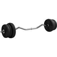 SPORTNOW 25kg Barbell Set, Adjustable Weights with Curl Bar and Non-slip Handle, for Women and Men Weight Lifting Training