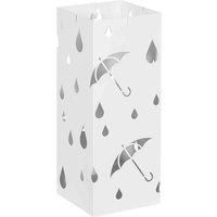 HOMCOM Steel Six-Umbrella Stand with Cut-Out Decorative Design - White, white