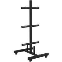 Sportnow Olympic Weight Plate Rack With 4 Wheels And 6 Fasten Clamps