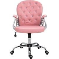 Vinsetto Office Chair Ergonomic 360 Swivel PU Diamante Padded Base 5 Castor Wheels for Home Work Pink