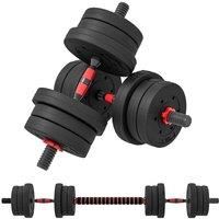 HOMCOM 20kg 2 IN 1 Adjustable Dumbbells Weight Set, Dumbbell Hand Weight Barbell for Body Fitness, Lifting Training for Home, Office, Gym, Black
