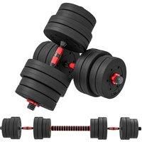 HOMCOM 30kg 2 IN 1 Adjustable Dumbbells Weight Set, Dumbbell Hand Weight Barbell for Body Fitness, Lifting Training for Home, Office, Gym, Black