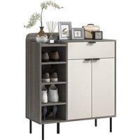 Shoe Storage Cabinet with 4-Tier Open Shelf for 12 Pairs of Shoes Graphite Grey