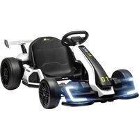 HOMCOM 24V Electric Go Kart for Kids with Adjustable Seat for 6-12 Years Old, White