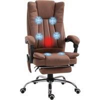 Vinsetto High Back Vibration Massage Office Chair, Executive Office Chair, Heated Reclining Leathaire Fabric Chair w/ Footrest, Brown Aosom UK