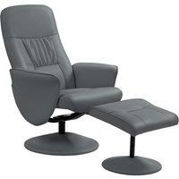 Swivel Recliner Chair with Footstool, HOMCOM PU Leather Armchair and Ottoman with High Back and Round Base for Living Room, Grey Aosom UK