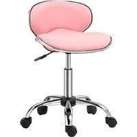HOMCOM Adjustable Rolling Swivel Beauty Salon Chair, Stool for Spa, Pink Aosom UK