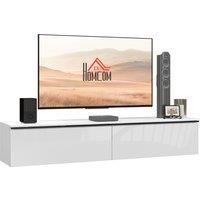 HOMCOM 160cm High Gloss Floating TV Unit Stand for TVs up to 70", Wall Mounted TV Cabinet with Storage Cupboards, White