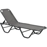 Outsunny Sun Lounger Relaxer Recliner with 5-Position Adjustable Backrest Lightweight Frame for Pool or Sun Bathing Grey