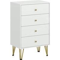 HOMCOM White Chest of Drawers, 4-Drawer Dresser for Bedroom, Modern Storage Cabinets with Hairpin Legs