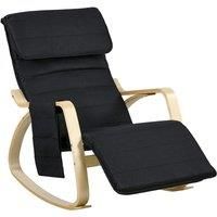 HOMCOM Rocking Lounge Chair Recliner Relaxation Lounging Relaxing Seat with Adjustable Footrest, Side Pocket and Pillow, Black