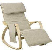 HOMCOM Rocking Lounge Chair Recliner Relaxation Lounging Relaxing Seat with Adjustable Footrest, Side Pocket and Pillow, Cream White