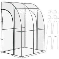 Outsunny 143X118X212Cm Walk in Lean To Wall Tunnel Plastic Greenhouse With Doors