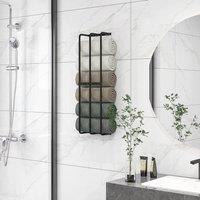 HOMCOM Large Metal Towel Holder with Mounting Accessories - Black, black