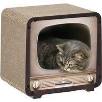 PawHut TV Shape Cat Scratching Board with Catnip, for Indoor Cats, Brown