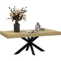 HOMCOM Industrial Coffee Table, Rectangular End Table with Crossed Steel Frame for Living Room, 110 x 60 x 45cm, Natural Wood Finish