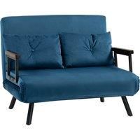 HOMCOM Click Clack Sofa Bed, Convertible 2 Seater Sofa Couch with 2 Cushions, for Living Room, Bedroom, Navy Blue
