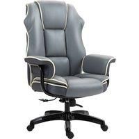 Vinsetto High Back Office Chair, PU Leather Desk Chair, Reclining Swivel Computer Chair for Home, Grey
