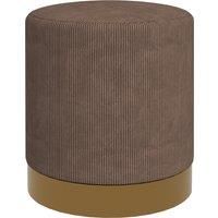 HOMCOM Corduroy Fabric Round Footstool, Modern Upholstered Foot Stool for Living Room, Entryway, Light Brown