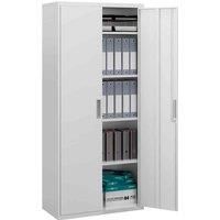 HOMCOM 5-Tier Office Storage Cupboard, Metal Cabinet with 2 Doors and 4 Adjustable Shelves, Lockable File Cabinet for Home Office, Garage, White