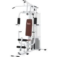 HOMCOM Multifunction Home Gym Weight Training Workout Station Fitness Strength Machine, White