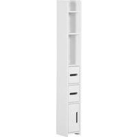 Kleankin Free-Standing Bathroom Storage Cabinet with Open Shelves and Three Cupboards - White, White