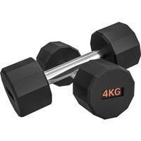SPORTNOW 2 x 4kg Dumbbells Weights Set with 12-Sided Shape and Non-Slip Grip for Men Women Home Gym Workout