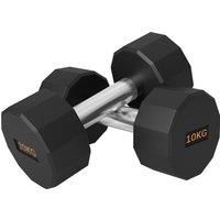 SPORTNOW 2 x 10kg Dumbbells Weights Set with 12-Sided Shape and Non-Slip Grip for Men Women Home Gym Workout