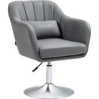 HOMCOM Swivel Accent Chair for Living Room Contemporary Vanity Armchair with Adjustable Height Thick Cushion Lumbar Support Armrest for Bedroom Office Dark Grey