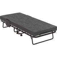 HOMCOM Folding Bed with Mattress, Foldable Guest Bed on Wheels, Portable Single Bed with 10cm Mattress, 190 x 80cm, Dark Grey Aosom UK