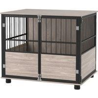 PawHut XL Dog Crate Dog Cage End Table Indoor with 3 Doors Soft Washable Cushion, for Large Sized Dogs, 80cm Aosom UK