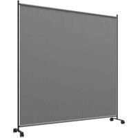 Outsunny Garden Screen With Wheels, 6Ft Rolling Privacy Room Divider, Dark Grey, Grey