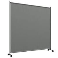 Outsunny Garden Screen with Wheels, 6ft Rolling Privacy Room Divider, Dark Grey