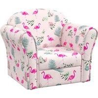 AIYAPLAY Kids Armchair with Flamingo Design, Wooden Frame, for Bedroom, Playroom, Kids Room, Pink Aosom UK