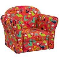 Aiyaplay Kids Sofa Chair With Dinosaur Design For Bedroom Playroom Red