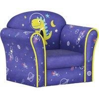 AIYAPLAY Kids Sofa Kids Couch Armchair with Stylish Planet and Dinosaurs Design, Wooden Frame, for Bedroom, Playroom, Kids Room, Pink Aosom UK