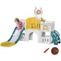 Aiyaplay 7 In 1 Toddler Slide With Basketball Hoop, For 1-3 Years, Yellow, Yellow