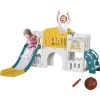 AIYAPLAY 7 in 1 Toddler Slide for 1-3 Years with Basketball Hoop, Aosom UK