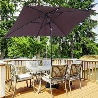 Outsunny Patio Umbrella Parasol Rectangular Garden Canopy Outdoor Sun Shade Shelter W/ Tilt Crank-Brown